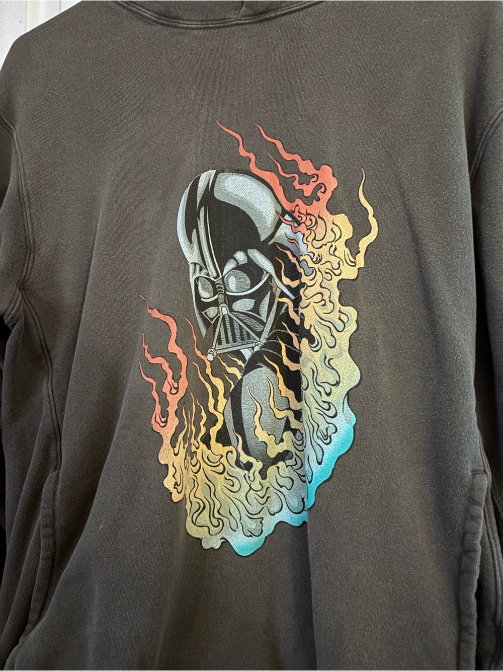 Men's Hooded Sweatshirt with Gradient Flame Graphic - - Picture 2 of 4